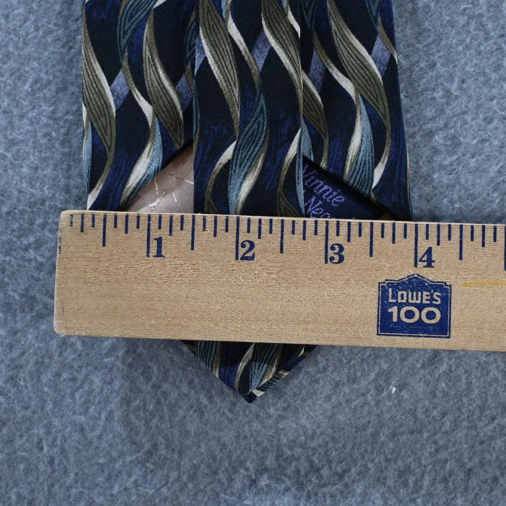 Jimmy Z Mens Vinnie Del Negro Collection Four‎ Silk Tie OS Navy Blue Geometric